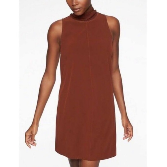 Athleta Initiative Sleeveless Mockneck Burnt Orange Dress - Picture 1 of 4